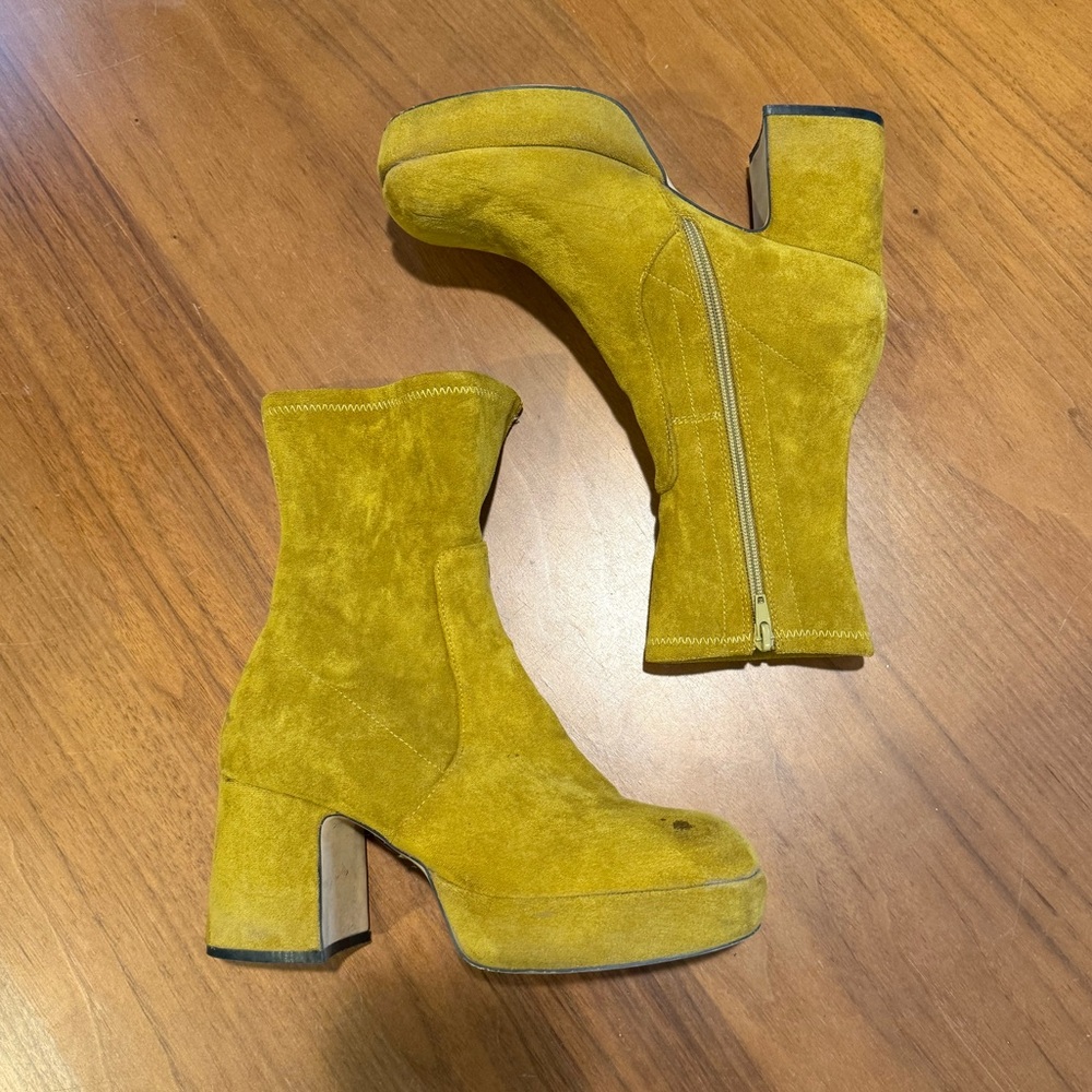 Silent D Otto Boots Mustard Yellow Suede Ankle Boots